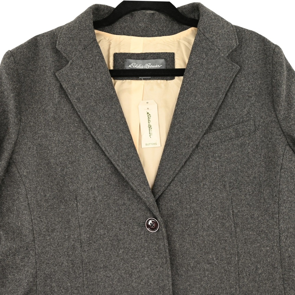 Eddie Bauer Women's 73% Wool Classic Blend Blazer Jacket Stone Grey Tall 12 NWT